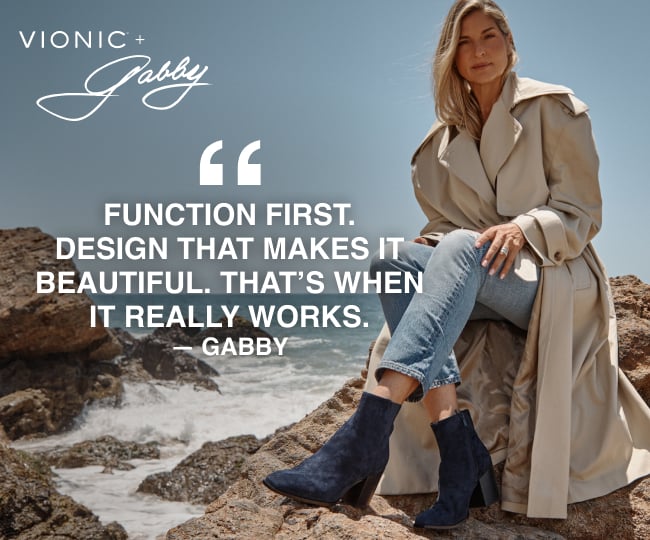 Gabby Reece on beach in Vynn bootie